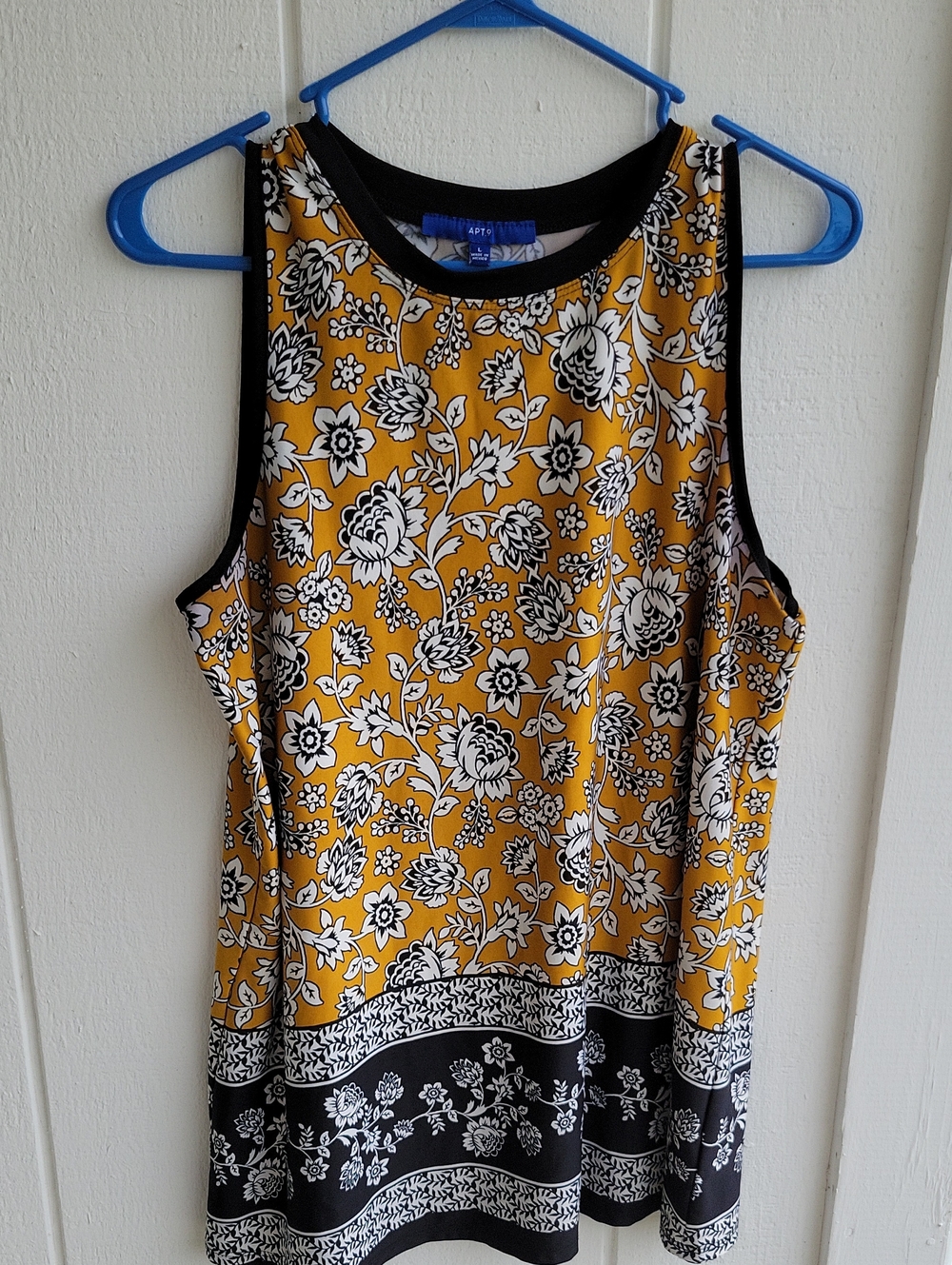 Apt. 9 Mustard and Black Floral Tank Top